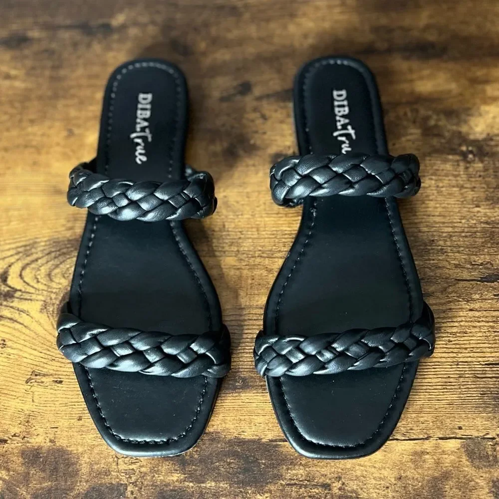 Diba True Rae Nah Leather Braided Sandal in Black, Size 9. New in Box!